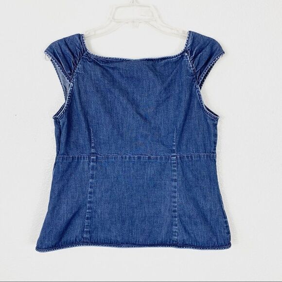 Vintage y2k Loft Denim Cap Sleeve Blouse - Picture 3 of 6